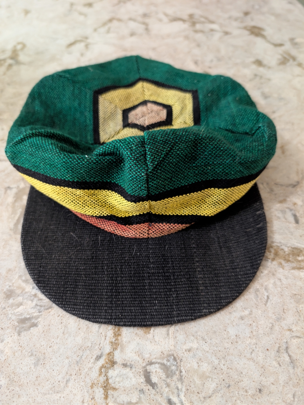 Multicolor Woven Fabric Rasta Cap
